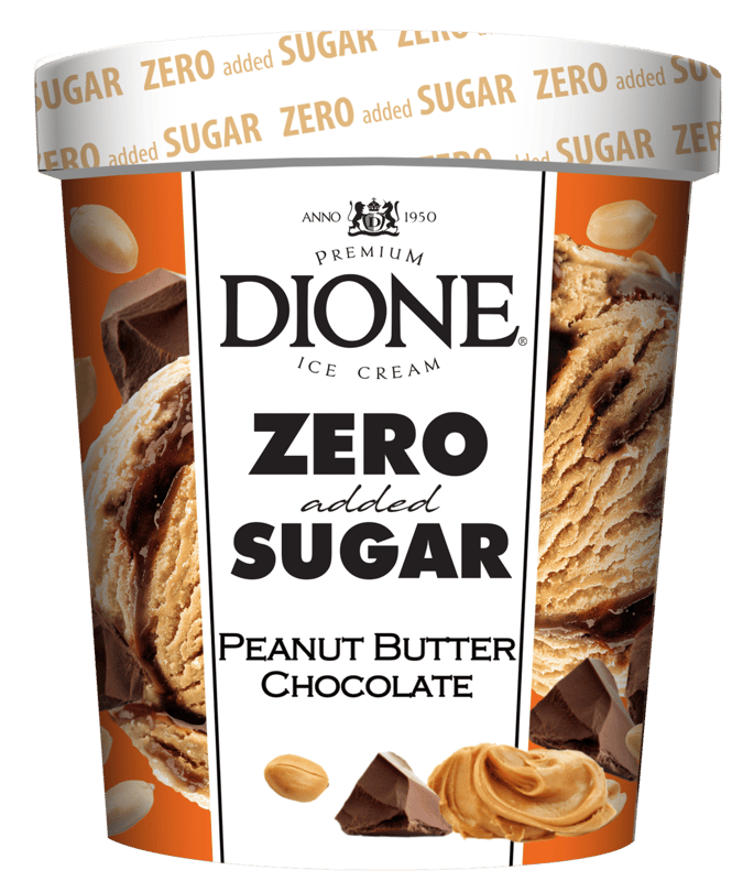 Dione Inghetata fara zahar adaugat cu unt de arahide si aroma de ciocolata.Cu Indulcitori