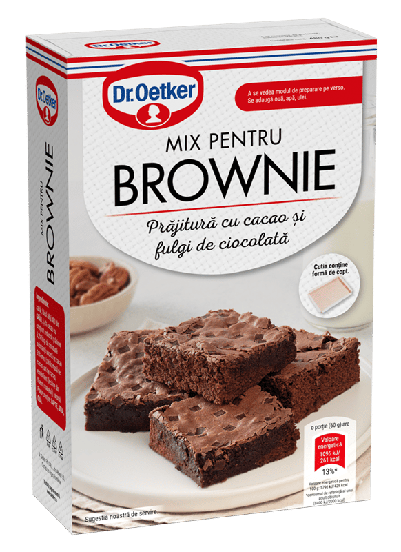 Dr.Oetker Mix pentru prajitura cu cacao si fulgi de ciocolata-brownie
