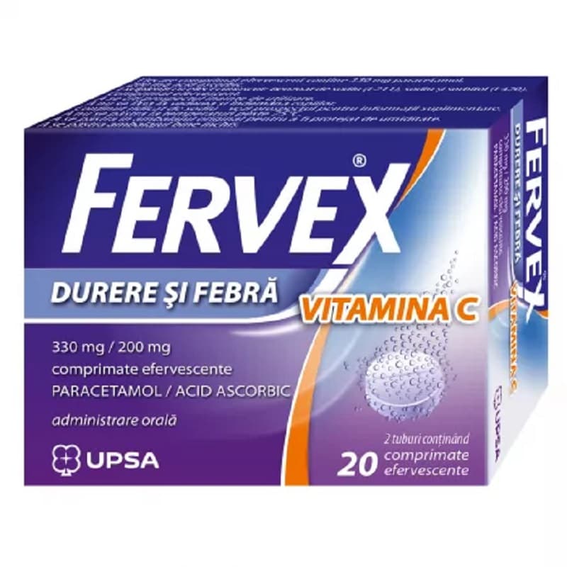 FERVEX DURERE SI FEBRA VITAMINA C 330MG/200MG 20 COMPRIMATE EFERVESCENTE