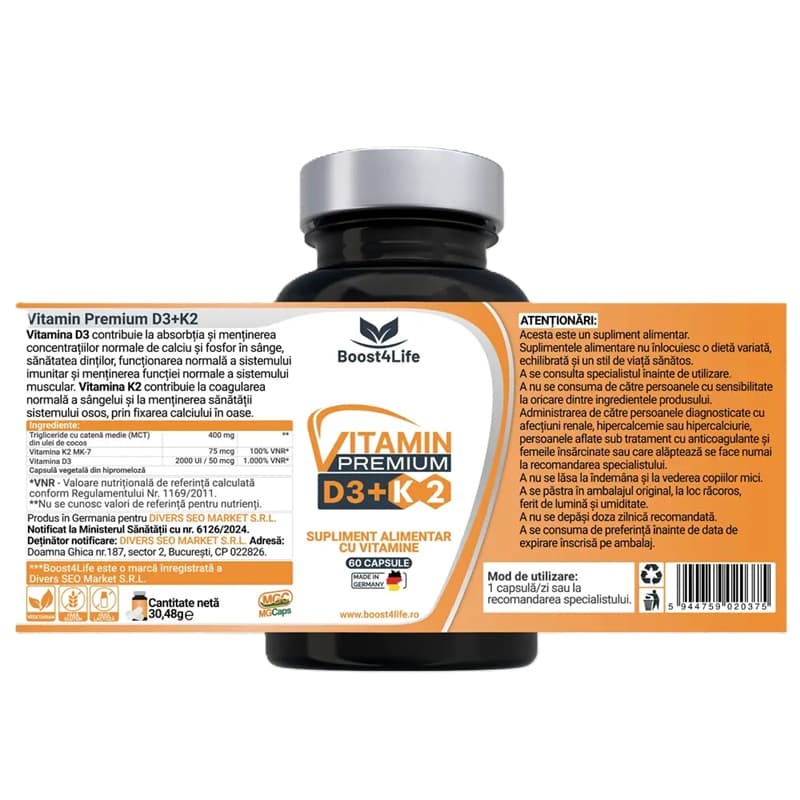 BOOST 4 LIFE VITAMINA D3+K2 60 CAPSULE
