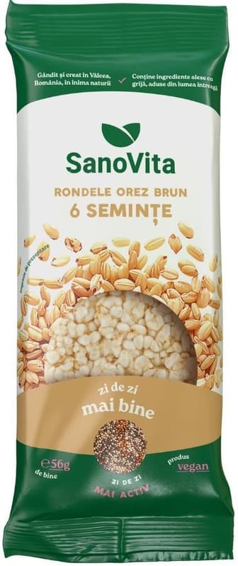 SanoVita Rondele din orez brun cu seminte