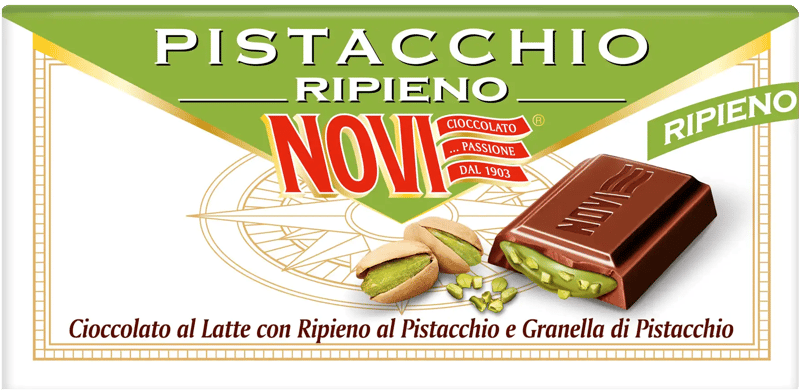 Novi Ciocolata cu lapte cu crema si bucati de fistic