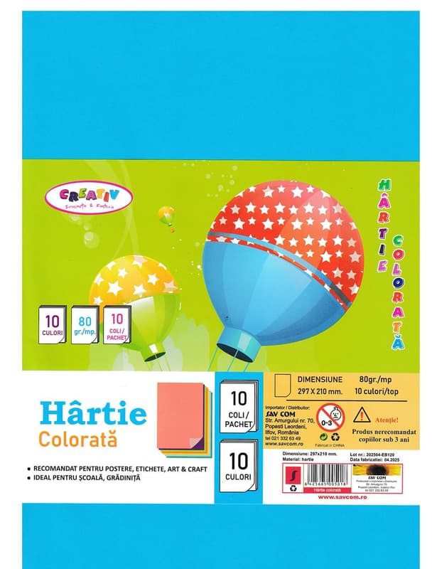 Creativ Hartie colorata, 10 culori, 10 coli