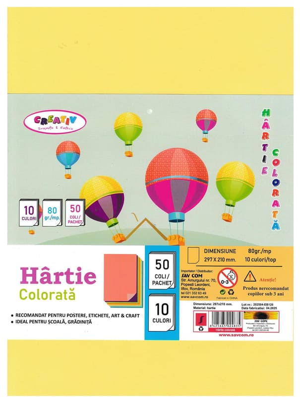 Creativ Hartie colorata, 10 culori, 50 coli