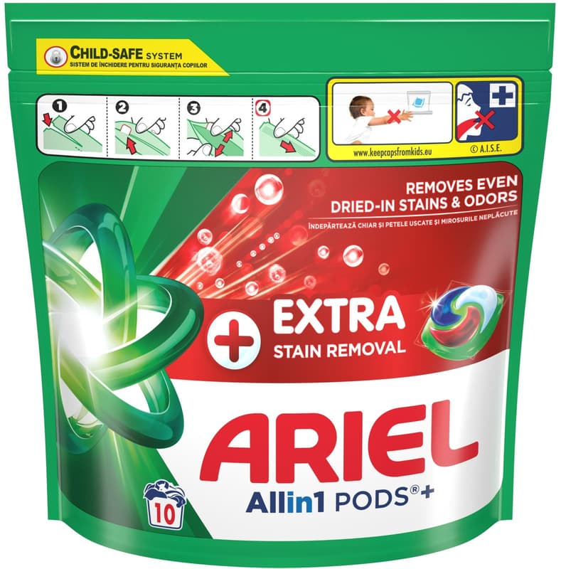 Ariel Pods Extra Stain Removal+ Detergent capsule, 10 spalari