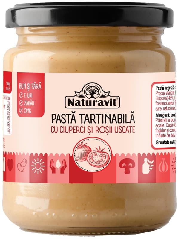 Naturavit Pasta tartinabila naturala cu ciuperci si rosii uscate