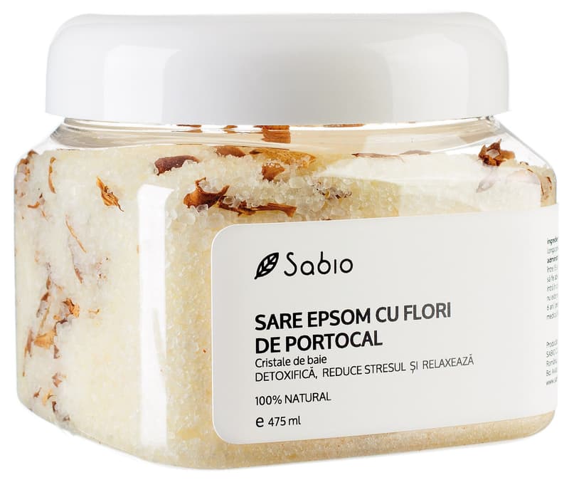 Sabio Sare Epsom cu flori de portocal – Cristale de baie 100% naturale