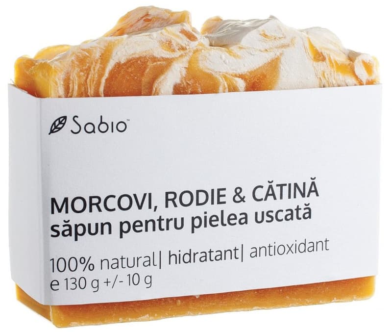 Sabio Sapun solid natural piele uscata cu morcovi, rodie si catina