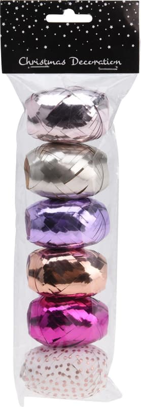Wonderful Christmas Pink Wrapping Ribbon Set 6 Pieces