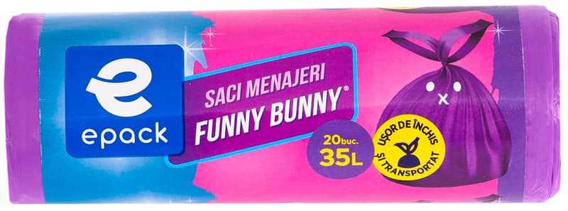 Epack Funny Bunny Saci menajeri HDPE mov 35l