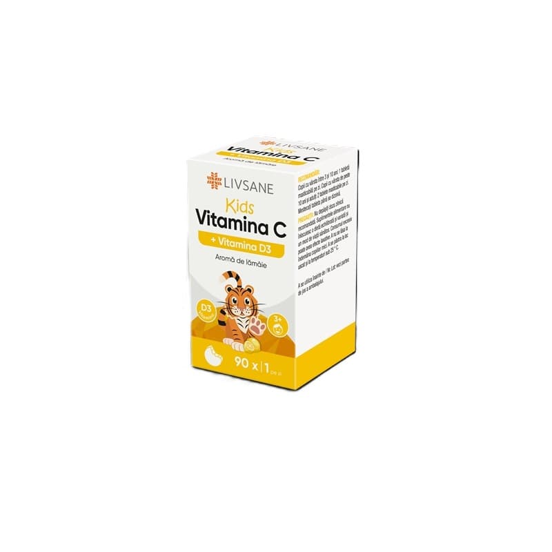 LIVSANE VITAMINA C +D3 90 COMPRIMATE MASTICABILE