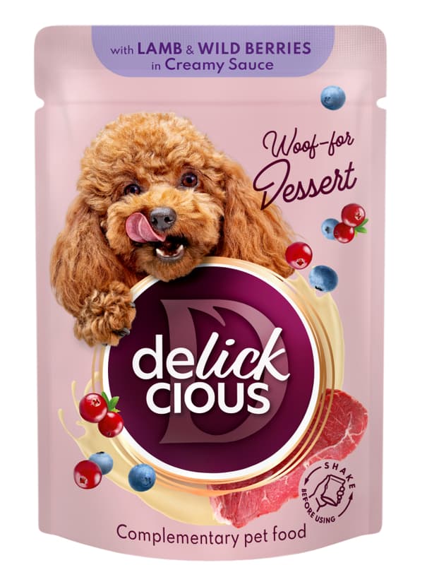 Delickcious Lamb and Berry Flakes in Creamy Sauce Wet Dog Food