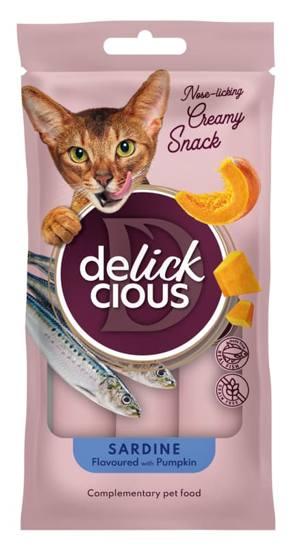 Delickcious Creamy Sardine & Pumpkin Flavor Treats for Adult Cats