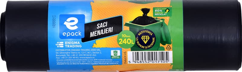 Epack Saci menajeri LDPE negru 240l