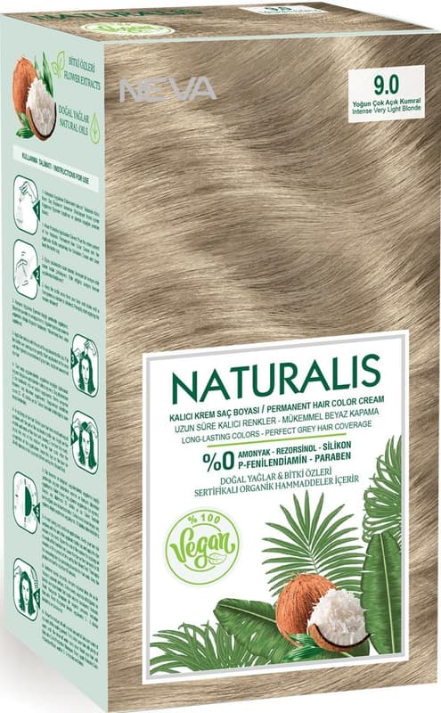 Neva Naturalis Ammonia-Free Vegan Hair Dye, Very Light Blonde 9.0