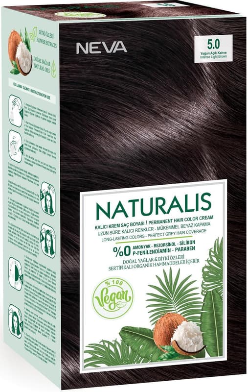 Neva Naturalis Ammonia-Free Vegan Hair Dye, Intense Light Satin 5.0