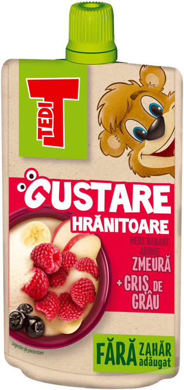 Tedi fruit mousse with added semolina