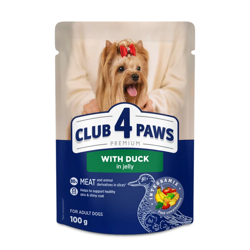 Club 4 Paws Hrana umeda pentru caini de talie mica si mini cu rata in jeleu