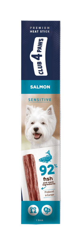CLUB 4 PAWS SENSITIVE Premium meaty stick: SALMON. Complementary pet food for dogs