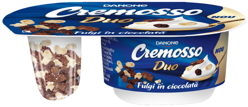Cremosso, Iaurt indulcit, cu fulgi de porumb  in ciocolata