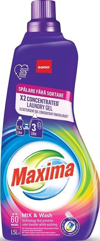Sano Maxima Power Mix&Wash Detergent gel concentrat pentru rufe, 60 spalari