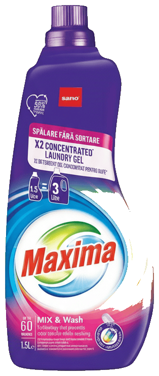 Sano Maxima Power Mix&Wash Detergent gel concentrat pentru rufe, 60 spalari