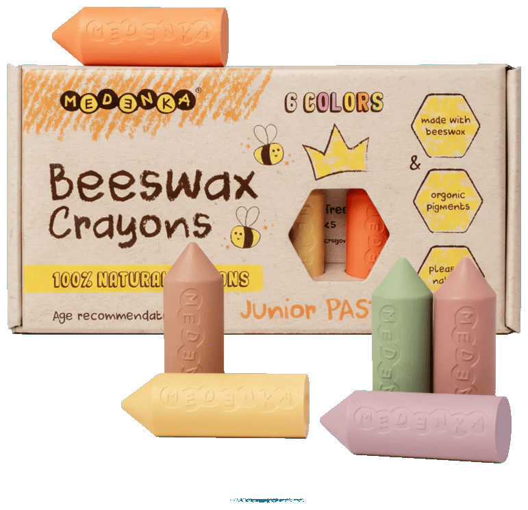 Medenka Junior Natural Beeswax Pencils, Pastel