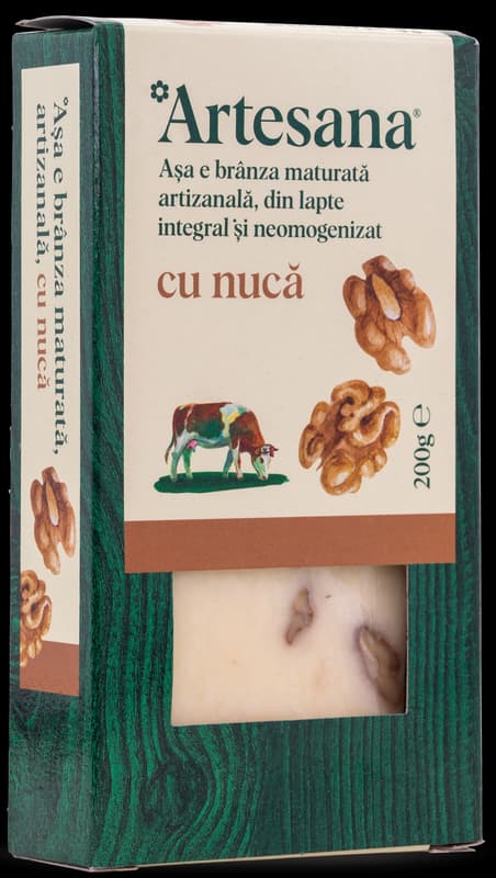 Artesana Branza maturata din lapte de vaca cu miez de nuca