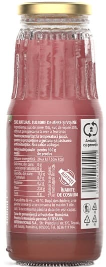 Picked and squeezed Natural apple and sour cherry juice