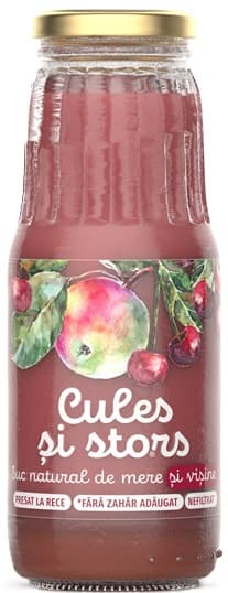 Picked and squeezed Natural apple and sour cherry juice