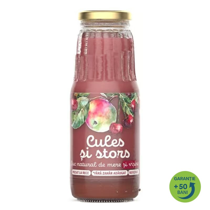 Picked and squeezed Natural apple and sour cherry juice