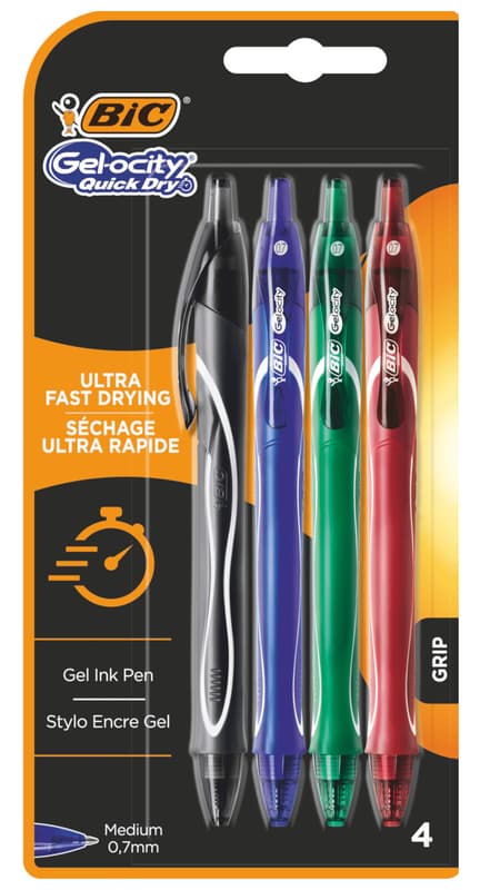 BIC Gel-ocity Quick Dry Roller Pix cu gel uscare rapida, 0.7 mm, diverse culori