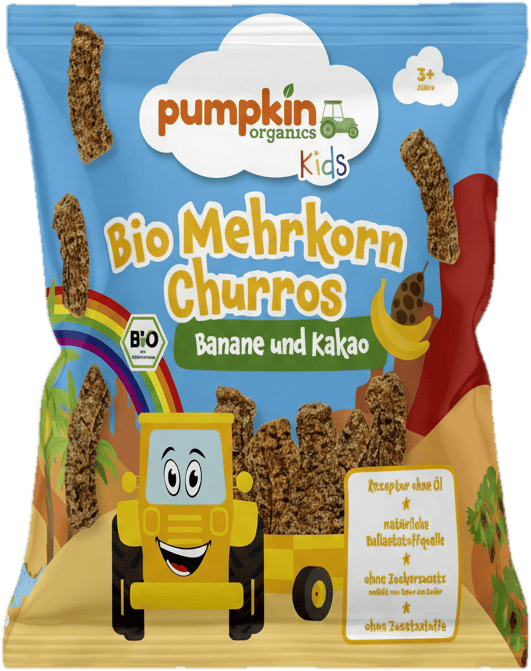 Pumpkin Organics ECO Snack tip churros din multicereale cu banana si cacao, 3 ani+