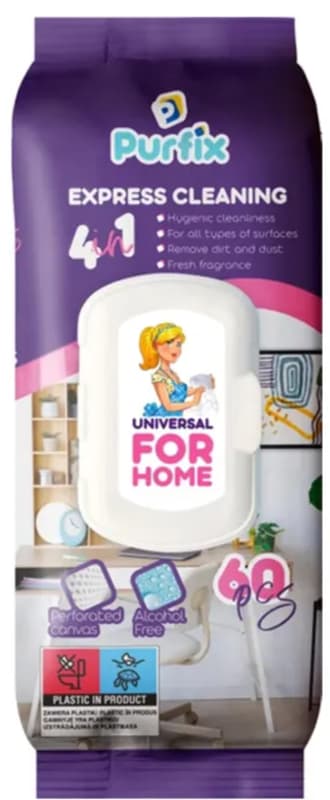 Purfix Universal Wipes for Home Care, 60 pieces