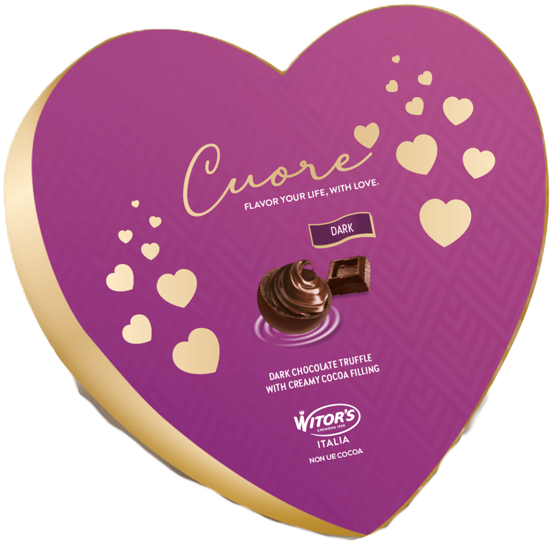 Witor's Cuore Heart Shaped Box with Dark Chocolate Pralines