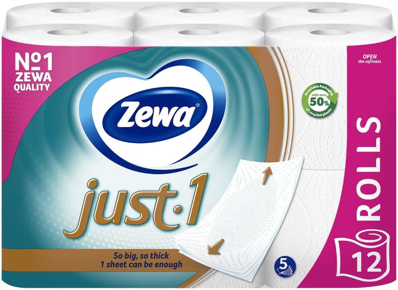 Zewa Just 1 Hartie igienica, 5 straturi, 12 role