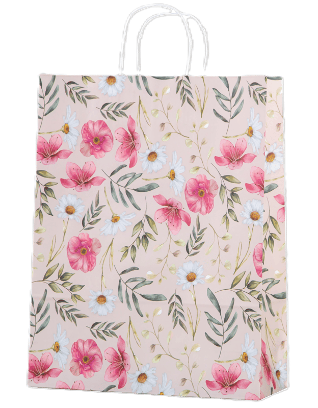 Large Floral Kraft Bag