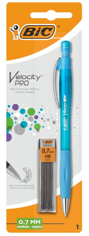 BIC Velocity Pro Mechanical Pencil 0.7 mm, body in different colors, 12 HB leads included