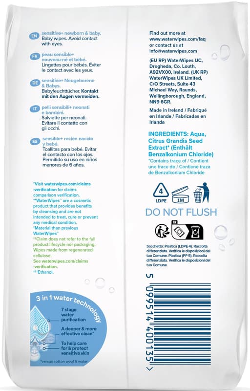 Water Wipes Biodegradable Wipes 4x60 pcs