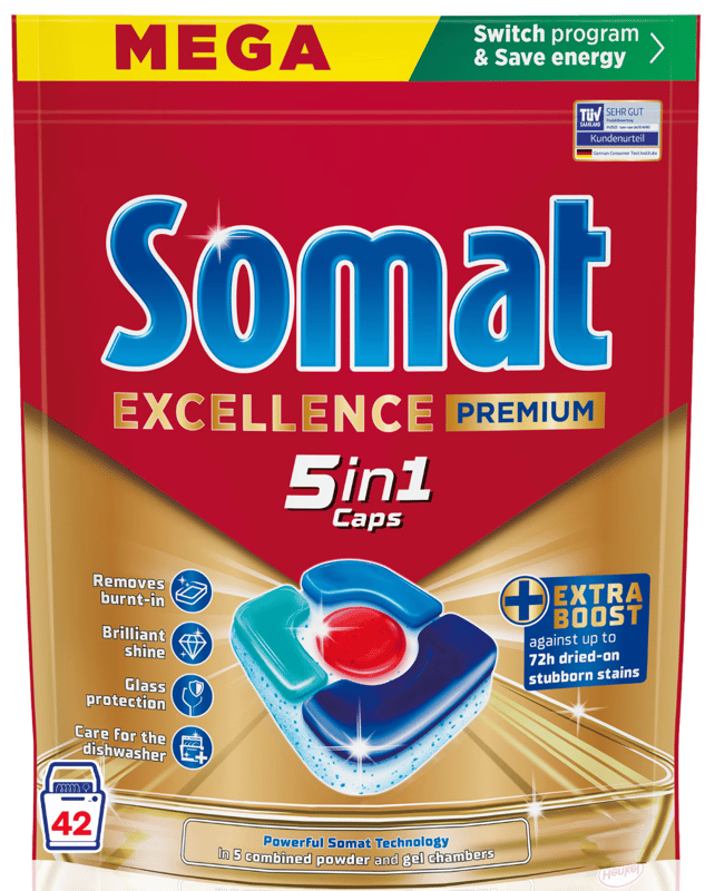 Somat Excellence Premium 5 in 1 Detergent capsule pentru masina de spalat vase