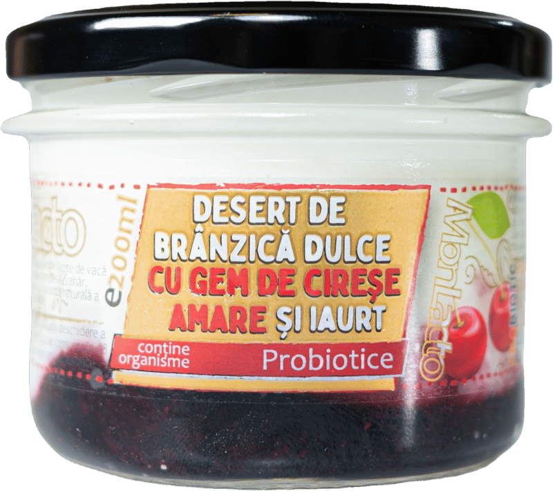 Monlacto Desert de branzica dulce cu gem de cirese amare si iaurt