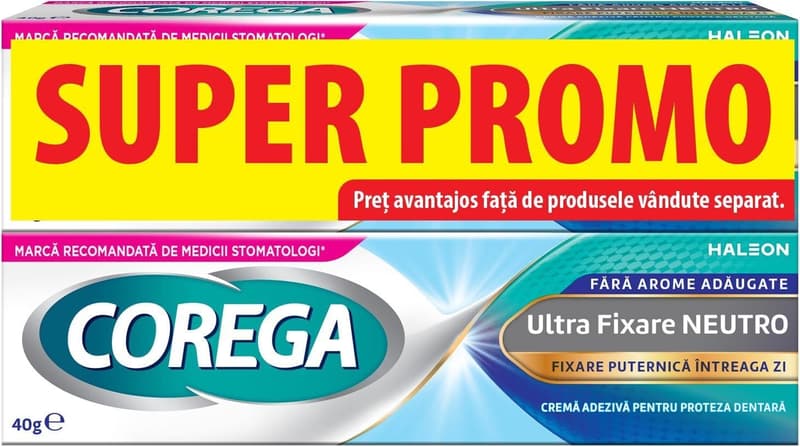 Corega Ultra Fixare Neutro Pachet promo crema adeziva pentru proteze dentare