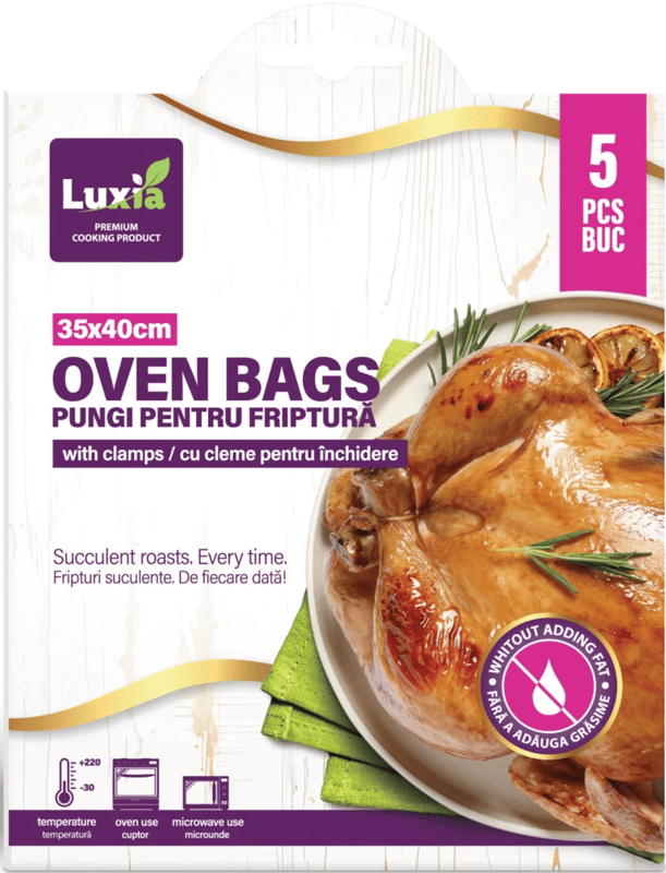 Luxia Pungi pentru friptura cu clipsuri pentru inchidere, 35x40cm