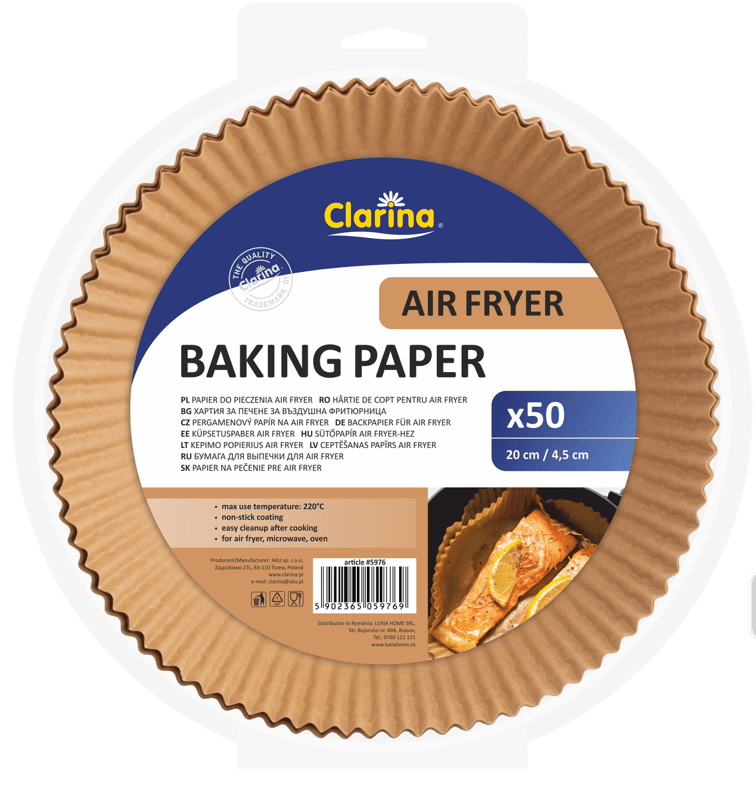 Clarina Air Fryer Hartie pentru copt rotunda, 20x4,5cm
