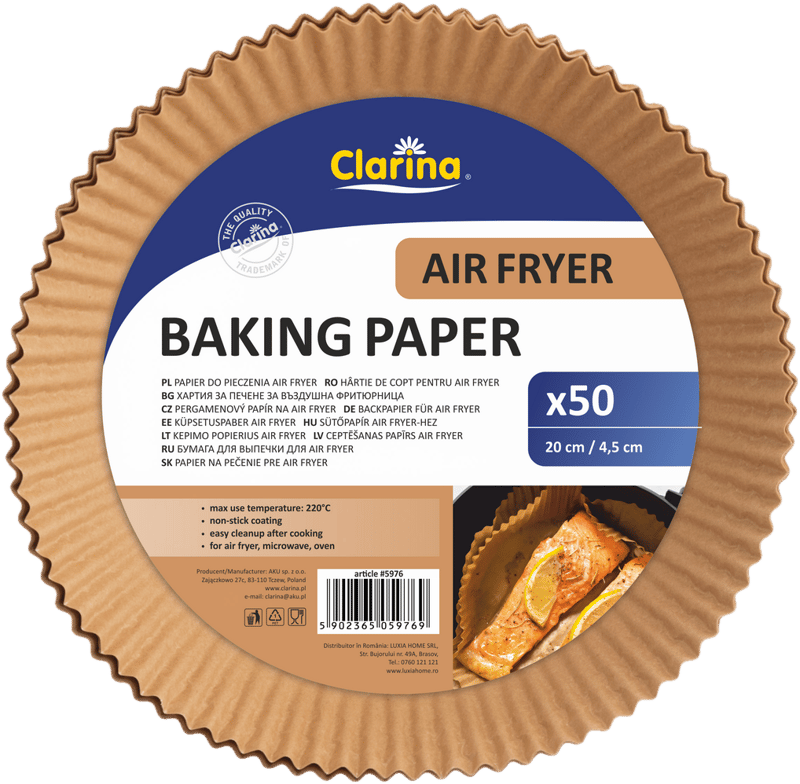 Clarina Air Fryer Hartie pentru copt rotunda, 20x4,5cm