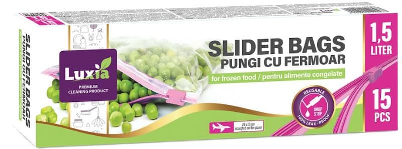 Luxia Pungi alimentare cu fermoar 1.5l, 20x20 cm