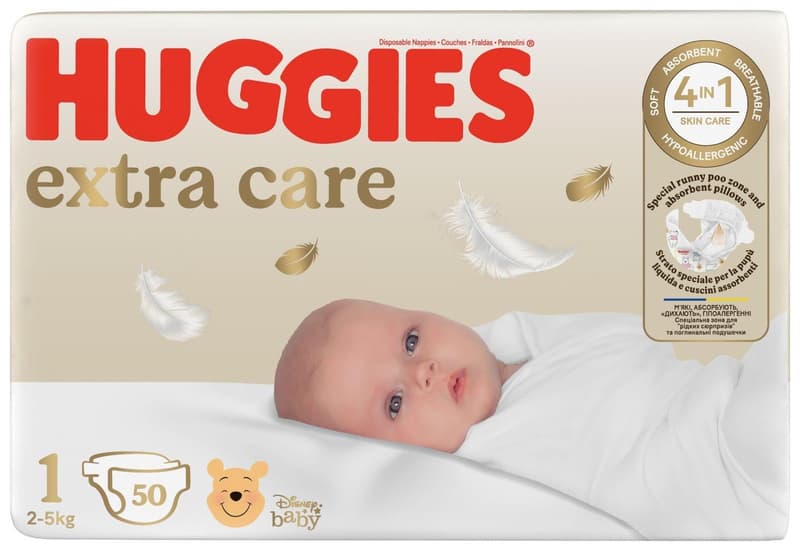 Huggies Extra Care Jumbo Scutece, nr. 1, 2-5 kg
