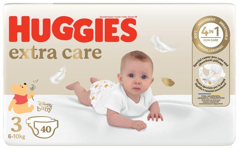 Huggies Extra Care (nr 3) Jumbo 40 buc, 6-10 kg