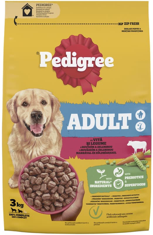 Pedigree Hrana uscata pentru caini adulti M/L, cu gust de vita si legume