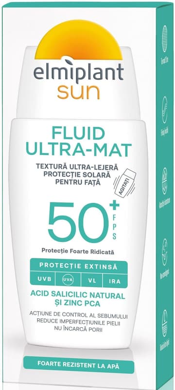 Elmiplant Sun SPF 50+ Fluid UV Ultra-Mat cu protectie solara pentru fata cu textura ultra-lejera